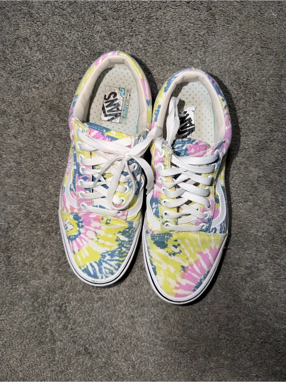 Vans Tie-Dye Canvas Low Tops - Pink Yellow Blue